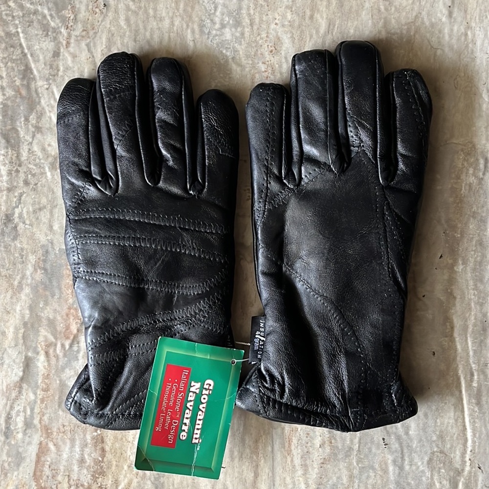 Black Leather Thinsulate.Gloves Giovanni Naverro